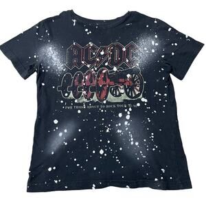 AC/DC Bleach Dye Distressed Graphic T Shirt Canon Rock Tour 81’-82’